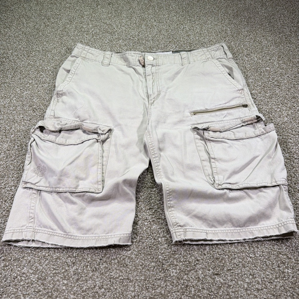 Y2K Plugg Cargo Shorts Beige Y2K Hiphop Essential 40' Waist